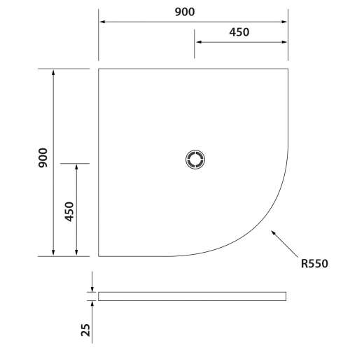 Sapho POLYSAN FLEXIA 90x90 cm öntöttmárvány íves zuhanytálca, fehér 91181