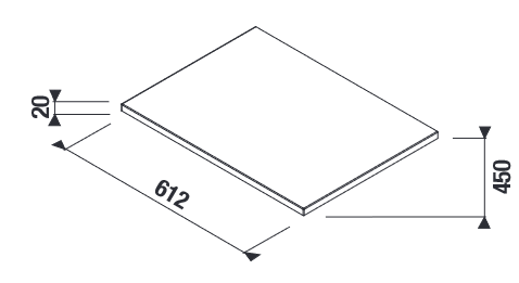 Jika mosdótartólap, alsószekrényhez kivágás nélkül, 610 mm, fehér H46J7120005001