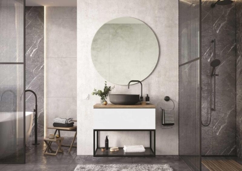 AREZZO design MONTEREY 60 alsó polcos fekete fémkeret, grafit szürke üvegpolccal AR-167665