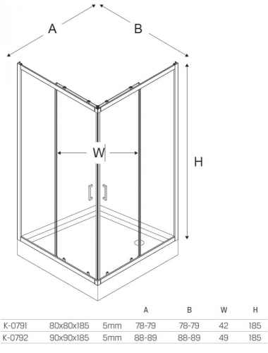 New Trendy Suvia 80x80 cm szögletes zuhanykabin K-0791