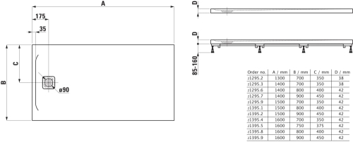 Laufen Pro 160x90 cm zuhanytálca, fehér H2139590000001