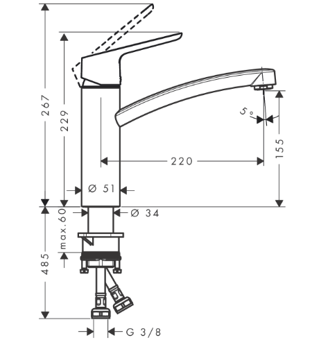 Hansgrohe Tica egykaros konyhai csaptelep 160, 14904000