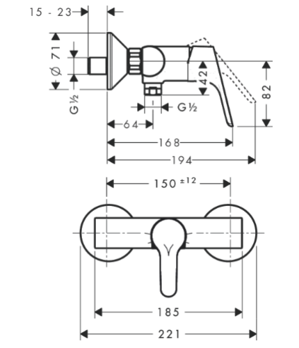Hansgrohe Tica egykaros zuhany csaptelep 14609000