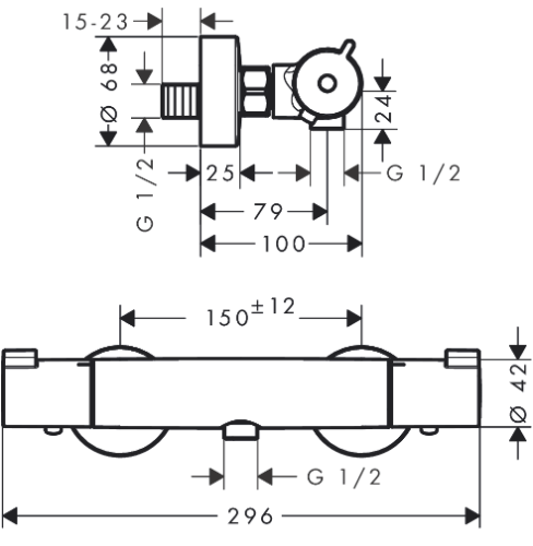Hansgrohe Tica termosztátos zuhany csaptelep 13251000