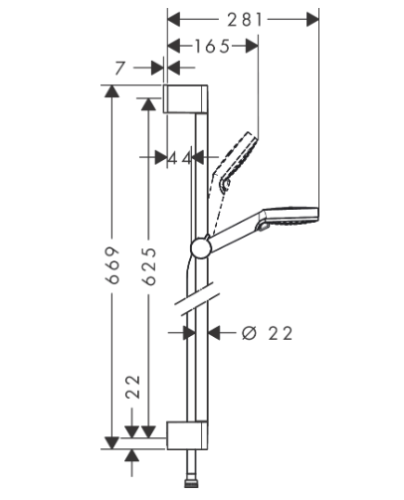Hansgrohe Tica zuhanyszett Vario 65 cm-es zuhanyrúddal 26668400