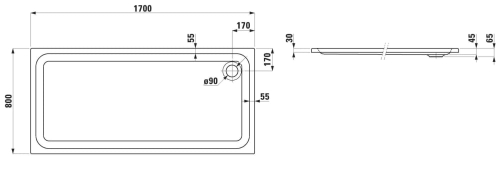 Laufen SOLUTIONS 170x80 cm zuhanytálca, fehér H2155070000001