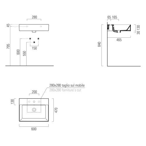 Sapho GSI KUBE X 60x47cm ExtraGlaze kerámiamosdó, rektifikált fehér 94319111