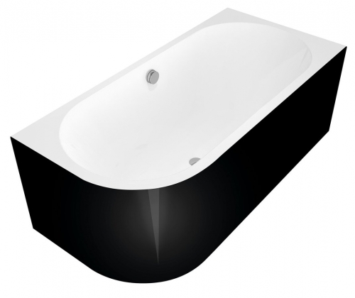 Sapho POLYSAN ASTRA R MONOLITH 160x75x60cm asszimetrikus kád, fekete/fehér 34611MB