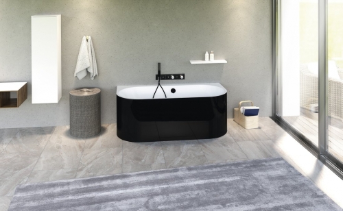 Sapho POLYSAN ASTRA DL MONOLITH 160x75x60cm aszimmetrikus kád, fekete/fehér 33611MDLB