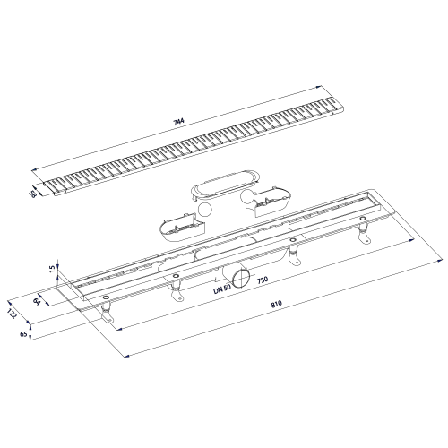 Sapho POLYSAN KLAVER 810 superflow padlóösszefolyó inox ráccsal 73731
