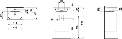 Laufen Lua kézmosó 45x35 cm csaplyuk és túlfolyó nélkül H8150810001421