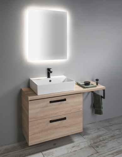 Sapho AQUALINE VEGA 145x45cm mosdótartó pult, platina tölgy VG750