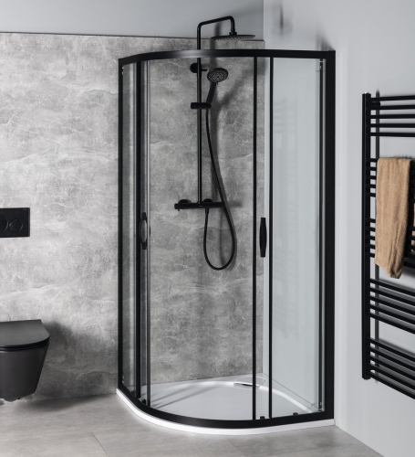 Sapho GELCO SIGMA SIMPLY 90x90 íves zuhanykabin transzparent üveggel, matt fekete GS5590B