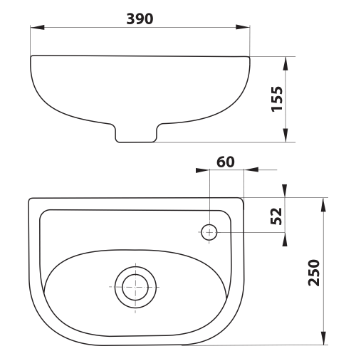 Sapho AQUALINE 40x25cm kerámiamosdó, fehér 4000