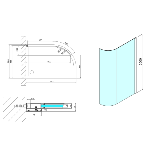 Sapho POLYSAN MODULAR SHOWER 1107 fix íves zuhanyfal, króm MS1-120-C
