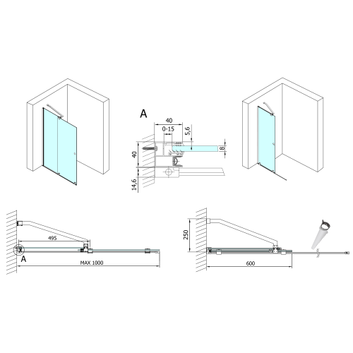 Sapho POLYSAN MODULAR SHOWER 100 cm tolóajtó fix résszel, króm MS5-100