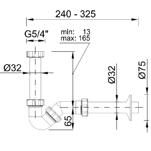 Styron bidé szifon Ø32 mm-es STY-535-6