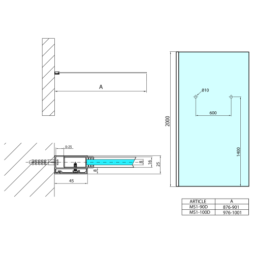 Sapho POLYSAN MODULAR SHOWER 90 cm fix zuhanyfal, törölközőtartó lyukakkal, króm MS1-90-D