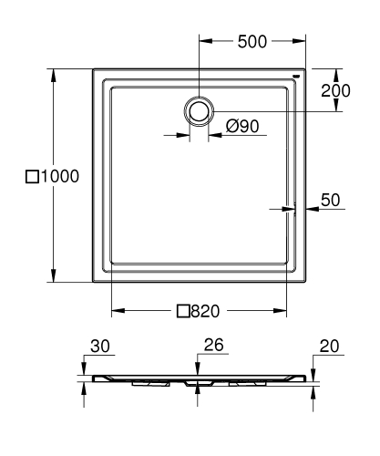 Grohe akril zuhanytálca 100x100 cm 39300000