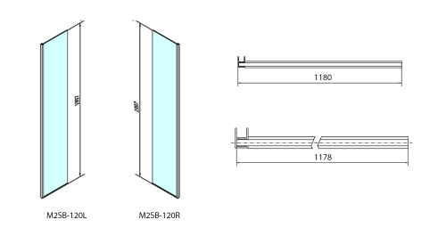 Sapho POLYSAN MODULAR 1200 L típusú 2/2 fix balos oldalfal, króm MS2B-120L