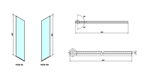 Sapho POLYSAN MODULAR 300 L típusú 2/2 nyíló zuhanyfal, ajtós változat, króm MS3B-30