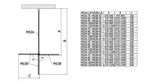 Sapho POLYSAN MODULAR 600 L típusú 2/2 nyíló zuhanyfal, ajtós változat, króm MS3B-60