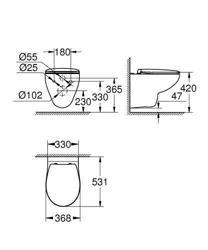 Grohe Bau Ceramic fali wc ülőkével szett 39497000