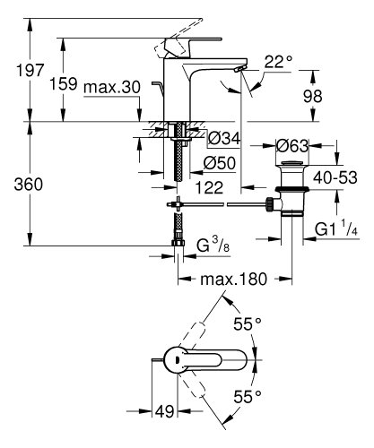 Grohe Get egykaros mosdócsaptelep leeresztővel M-es méret 23454000