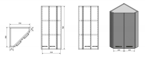 Sapho AQUALINE ZOJA 35x76x35cm felső sarokszekrény, platina tölgy 50333
