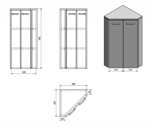Sapho AQUALINE ZOJA 35x78x35cm álló sarokszekrény, platina tölgy 50323