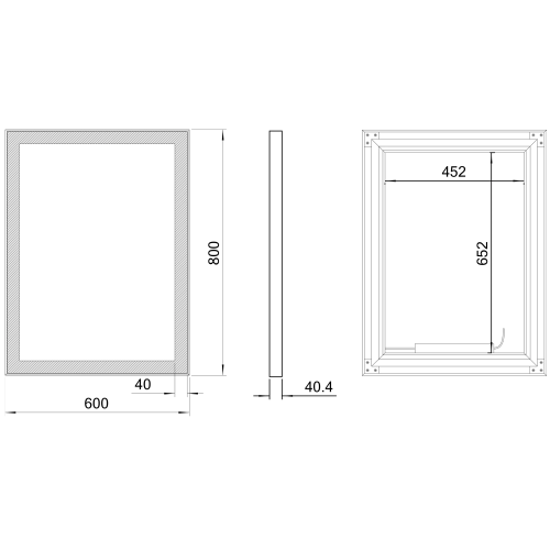 Sapho GANO 60x80cm tükör LED világítással, fekete LG260
