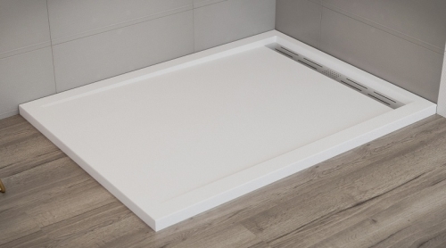 Wasserburg PETRA 120x90 öntött műmárvány zuhanytálca folyókával, fehér 2506R-90