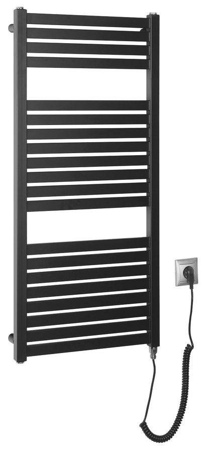 Sapho AQUALINE TONDI-E 450x970mm elektromos fürdőszobai radiátor, matt fekete DE456T