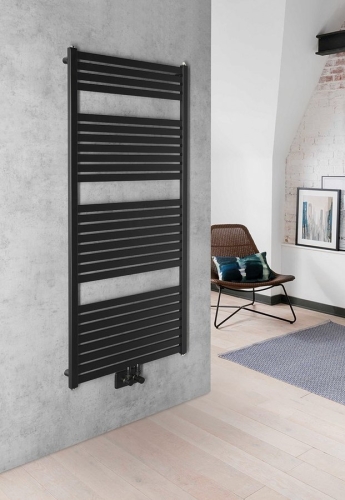 Sapho AQUALINE TONDI 600x1330mm fürdőszobai radiátor középső bekötéssel, matt fekete DT486T