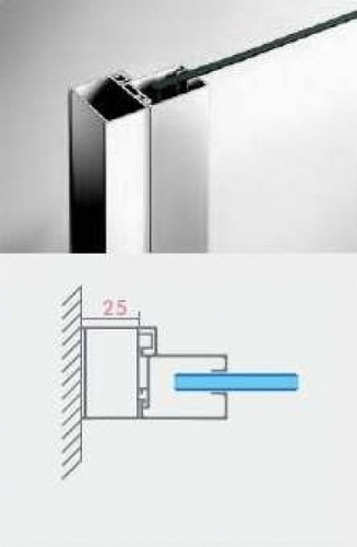 Wasserburg 2,5cm toldóprofil Wasserburg WB kabinhoz vagy ajtóhoz, króm 25000