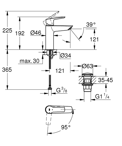 Grohe Start egykaros mosdócsaptelep M-es méret Cold Start 23746002