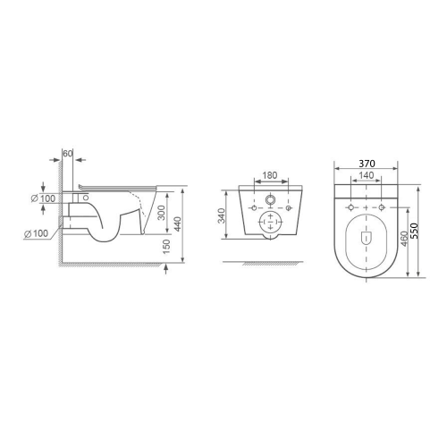 Sapho GALIA RIMLESS fali WC, fehér PC081