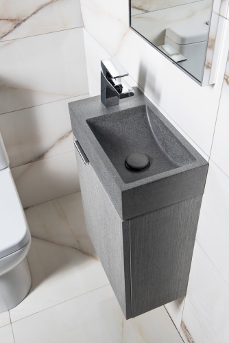 Sapho SMALL CREST L 40x22cm balos beton mosdó, szürke gránit AR403