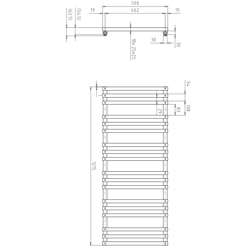 Sapho FANTINA 500x1215mm fürdőszobai radiátor, ezüst IR513
