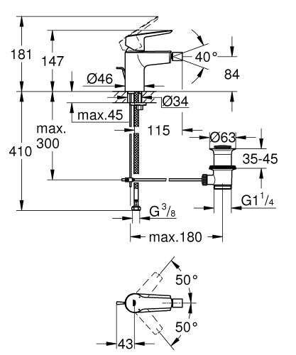Grohe Start egykaros bide csaptelep 32560002