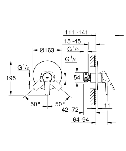 Grohe Start egykaros falsík alatti zuhanycsaptelep 32590002