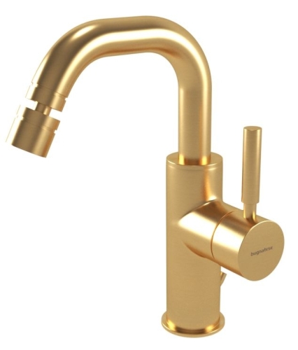 Bugnatese KOBUK MINI Bidet csaptelep leeresztővel tört kifolyóval, szálcsiszolt arany 2225QOS