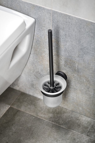 Sapho AQUALINE SAMBA WC-kefe tartó, tejüveg/fekete SB208