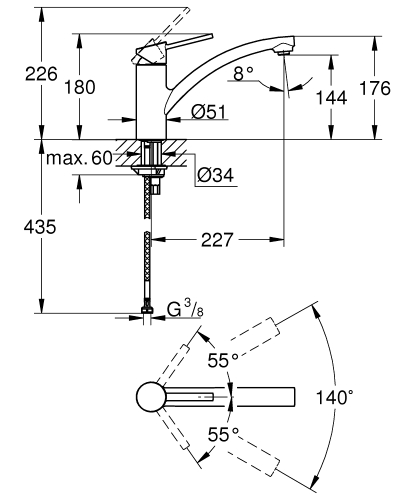 Grohe Swift egykaros mosogatócsaptelep 30358000