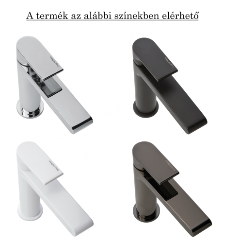 Bugnatese SMART fal alatti mosdócsaptelep 19 cm kifolyóval klikk-klakk leeresztővel, fényes fekete króm 2151SCCNL
