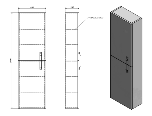 Sapho MITRA 40 kiegészítő állószekrény, fehér MT131