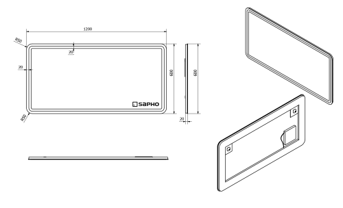 Sapho NYX 120x60cm tükör LED világítással NY120