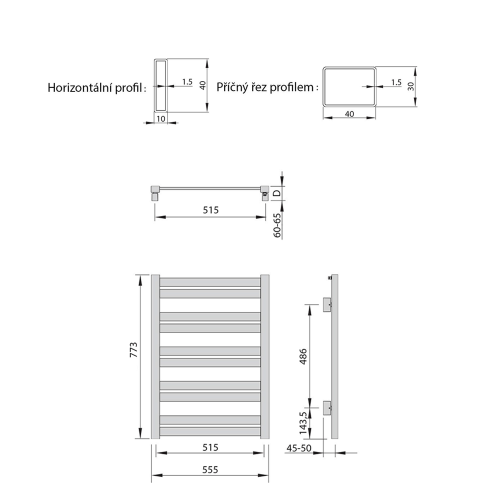 Sapho NEVEL 555x773mm fürdőszobai radiátor, ezüst NV608S