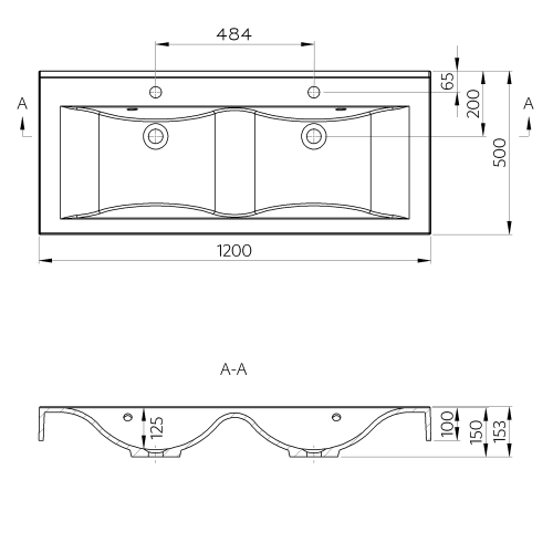 Sapho FLAVIA 120x50cm öntöttmárvány mosdó, fehér 68121