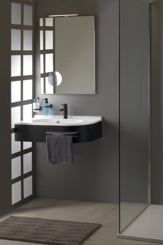 Sapho PULSE 75x45cm balos mosdótartó konzol törölközőtartóval, matt fekete BM752-CL